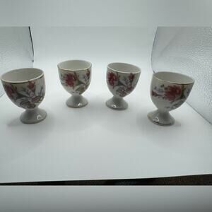 Vintage Cups / Egg Cups / Porcelain / Pink Roses / Floral Egg Cups Lot EUC
